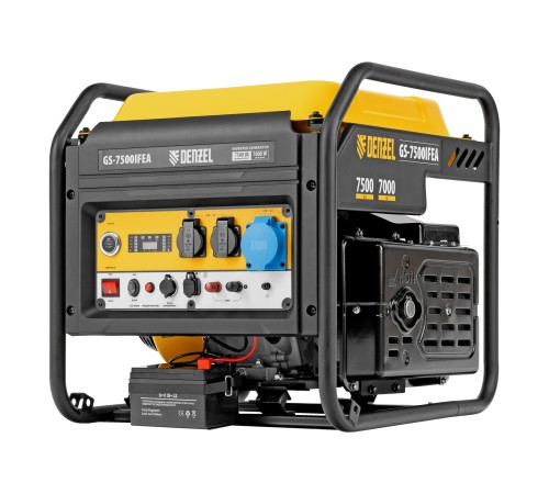 Генератор инверторный GS-7500iFEA, 7,5 кВт, 230 В, открытый корпус, электростартер, ATS DENZEL