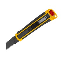 Нож, 25 мм, сменное лезвие, SK4, корпус из ABS + TPR, торцевой зажим Denzel