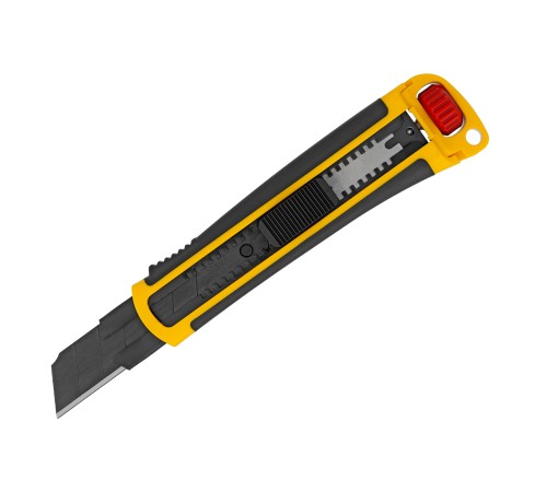 Нож, 25 мм, сменное лезвие, SK4, корпус из ABS + TPR, торцевой зажим Denzel