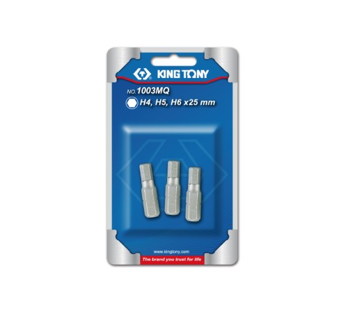 Набор вставок (бит) 1/4", Hex, 4, 5, 6 мм, 3 предмета KING TONY 1003MQ