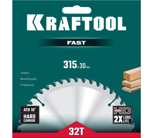 KRAFTOOL Fast, 315 х 30 мм, 32Т, пильный диск по дереву (36950-315-30) KRAFTOOL Fast, 315 х 30 мм, 32Т, пильный диск по дереву (36950-315-30)