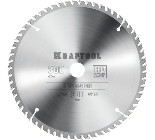 KRAFTOOL Precision, 300 х 32 мм, 60Т, пильный диск по дереву (36952-300-32)