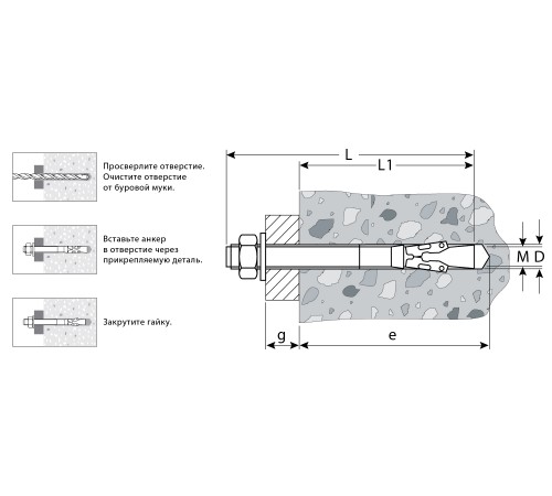 ЗУБР 25 шт., М12х115 мм, желтопассивированный, анкер клиновой 302032-12-115