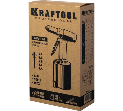 KRAFTOOL 2.4-6.4 мм, заклепочник пневматический AR-64 31185_z02 KRAFTOOL 2.4-6.4 мм, заклепочник пневматический AR-64 31185_z02