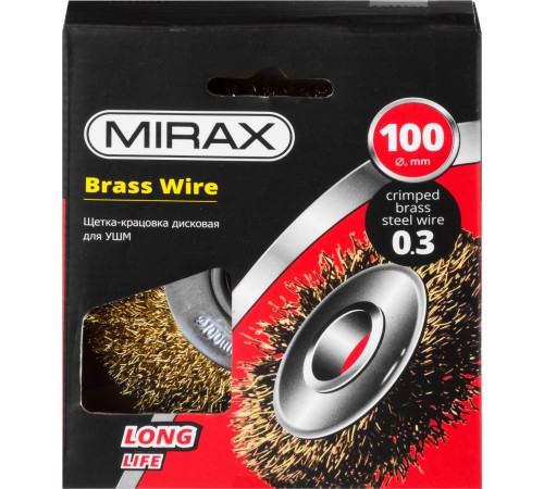 MIRAX Ø 100 мм, щетка-крацовка дисковая для УШМ 35141-100 MIRAX Ø 100 мм, щетка-крацовка дисковая для УШМ 35141-100