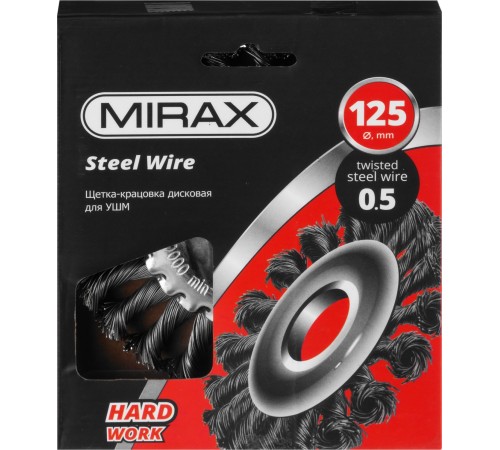 MIRAX Ø 125 мм, щетка-крацовка дисковая для УШМ 35140-125 MIRAX Ø 125 мм, щетка-крацовка дисковая для УШМ 35140-125