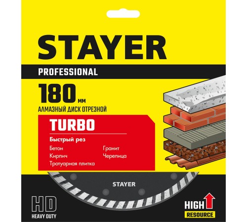 STAYER Ø 180Х22.2 мм, алмазный, сегментный, диск отрезной PROGRESSIVE 3662-180_z02 Professional STAYER Ø 180Х22.2 мм, алмазный, сегментный, диск отрезной PROGRESSIVE 3662-180_z02 Professional