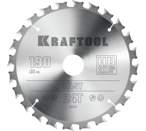 KRAFTOOL Fast, 190 х 30 мм, 24Т, пильный диск по дереву (36950-190-30) KRAFTOOL Fast, 190 х 30 мм, 24Т, пильный диск по дереву (36950-190-30)