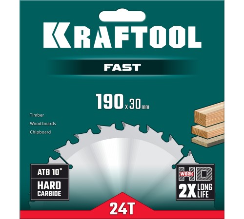 KRAFTOOL Fast, 190 х 30 мм, 24Т, пильный диск по дереву (36950-190-30) KRAFTOOL Fast, 190 х 30 мм, 24Т, пильный диск по дереву (36950-190-30)