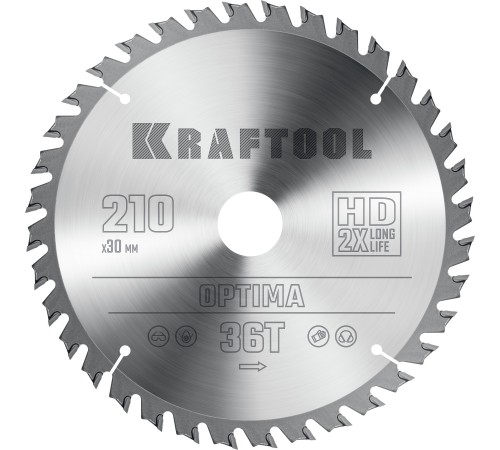 KRAFTOOL Optima, 210 х 30 мм, 36Т, пильный диск по дереву (36951-210-30) KRAFTOOL Optima, 210 х 30 мм, 36Т, пильный диск по дереву (36951-210-30)