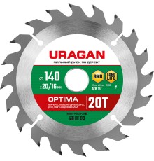 URAGAN Optima, 140 х 20/16 мм, 20Т, пильный диск по дереву (36801-140-20-20) URAGAN Optima, 140 х 20/16 мм, 20Т, пильный диск по дереву (36801-140-20-20)