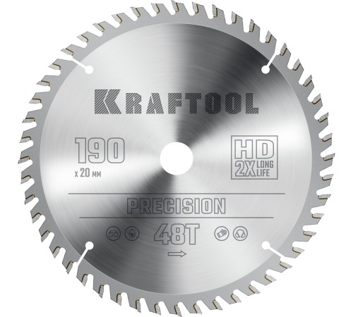 KRAFTOOL Precision, 190 х 20 мм, 48Т, пильный диск по дереву (36952-190-20) KRAFTOOL Precision, 190 х 20 мм, 48Т, пильный диск по дереву (36952-190-20)