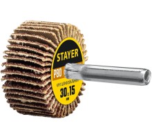 STAYER d 30 x 15 мм, P80, на шпильке d 6 мм, круг шлифовальный лепестковый (36606-080)