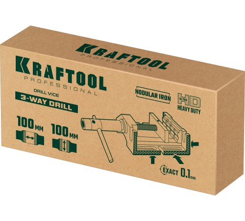 KRAFTOOL 100 мм, трехсторонние, станочные сверлильные тиски (32716-100) KRAFTOOL 100 мм, трехсторонние, станочные сверлильные тиски (32716-100)