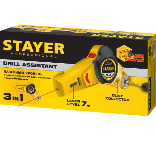 STAYER 7 м, точн. +/-1,5 мм/м, уровень с приспособлением для сверления 34987 STAYER 7 м, точн. +/-1,5 мм/м, уровень с приспособлением для сверления 34987