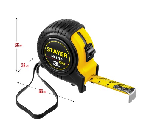 STAYER 3 м х 16 мм, ударостойкий, обрезиненный корпус, рулетка 34025-03_z01 STAYER 3 м х 16 мм, ударостойкий, обрезиненный корпус, рулетка 34025-03_z01