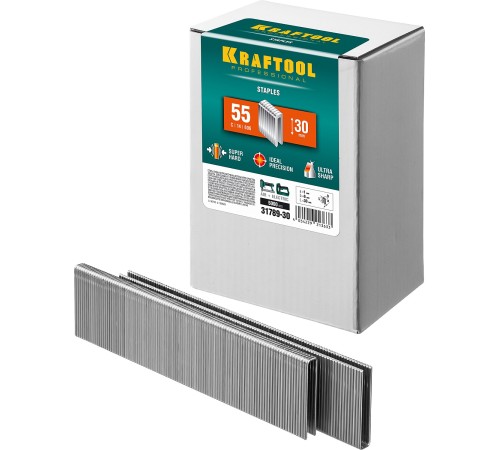KRAFTOOL скобы тип 55, 30 мм, скобы для степлера узкие 31789-30 KRAFTOOL скобы тип 55, 30 мм, скобы для степлера узкие 31789-30
