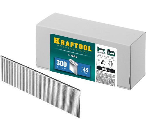 KRAFTOOL гвозди тип 300, 45 мм, гвозди для нейлера 31785-45 KRAFTOOL гвозди тип 300, 45 мм, гвозди для нейлера 31785-45