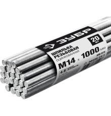 ЗУБР DIN 975, кл. пр. 4.8, М14 х 1000 мм, цинк, 20 шт, резьбовая шпилька (30330-14-1) ЗУБР DIN 975, кл. пр. 4.8, М14 х 1000 мм, цинк, 20 шт, резьбовая шпилька (30330-14-1)