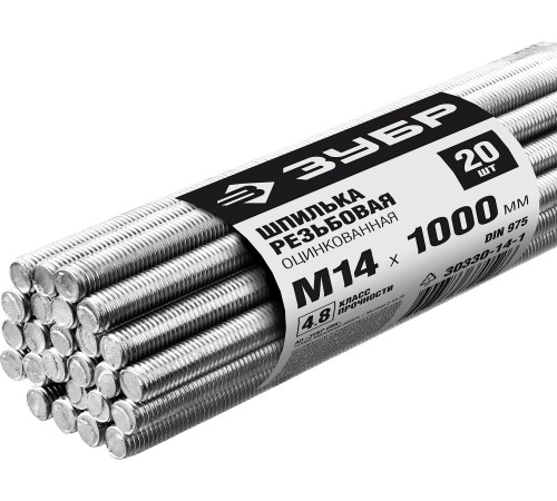 ЗУБР М14 х 1000 мм, 20 шт., шпилька резьбовая DIN 975 30330-14-1 ЗУБР М14 х 1000 мм, 20 шт., шпилька резьбовая DIN 975 30330-14-1