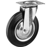 ЗУБР d 200 мм, г/п 185 кг, игольчатый подшипник, резина/металл, поворотное колесо, Профессионал (30936-200-S)