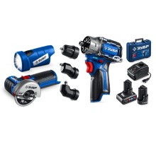 ЗУБР КОМБИ #5 набор: дрель-шуруповерт + мини УШМ + LED фонарь, BRUSHLESS, 12 В, 45 Н·м, 2 АКБ тип Т7 (4 и 2 А·ч), кейс, Профессионал (DB-125-42ABF) ЗУБР КОМБИ #5 набор: дрель-шуруповерт + мини УШМ + LED фонарь, BRUSHLESS, 12 В, 45 Н·м, 2 АКБ тип Т7 (4 и 2 А·ч), кейс, Профессионал (DB-125-42ABF)