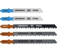 URAGAN T-хвост., по металлу/дереву, 5 шт, набор полотна для лобзика (159489-H5)