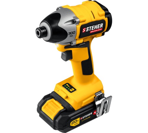 STEHER 20В, Li-Ion, 2 АКБ, в кейсе, бесщеточный, аккумуляторный винтоверт CSB-300-2 STEHER 20В, Li-Ion, 2 АКБ, в кейсе, бесщеточный, аккумуляторный винтоверт CSB-300-2