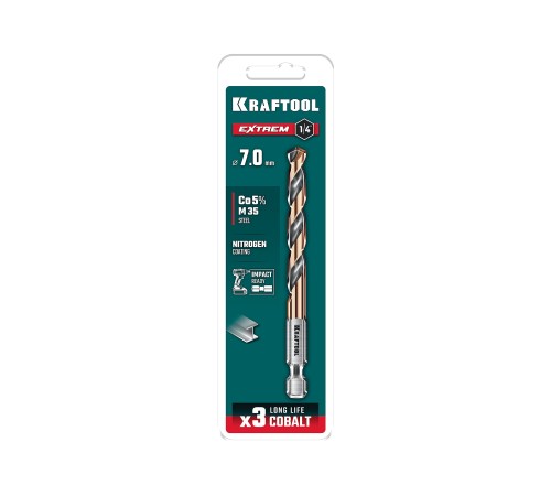 KRAFTOOL НЕХ-1/4″, d 7.0 х 109 мм, сверло по металлу для винтовёртов и шуруповертов IMPACT READY (29652-7) KRAFTOOL НЕХ-1/4″, d 7.0 х 109 мм, сверло по металлу для винтовёртов и шуруповертов IMPACT READY (29652-7)