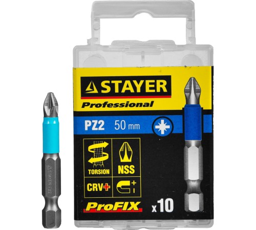 STAYER PZ2, 50 мм, 10 шт., биты ProFix Pozidriv 26223-2-50-10_z01