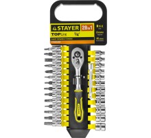 STAYER RSS 28S, 28 предм., (1/4″), набор торцовых головок и бит-головок (27754-H28) STAYER RSS 28S, 28 предм., (1/4″), набор торцовых головок и бит-головок (27754-H28)