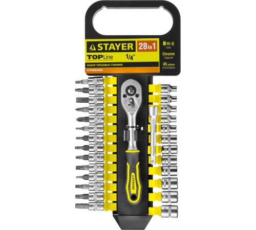 STAYER 28 шт., набор торцовых головок 27754-H28 STAYER 28 шт., набор торцовых головок 27754-H28