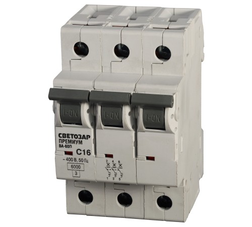 СВЕТОЗАР ВА-60П, 3P, 25А, C, 6кА, автоматический выключатель, Премиум (SV-49023-25-C)