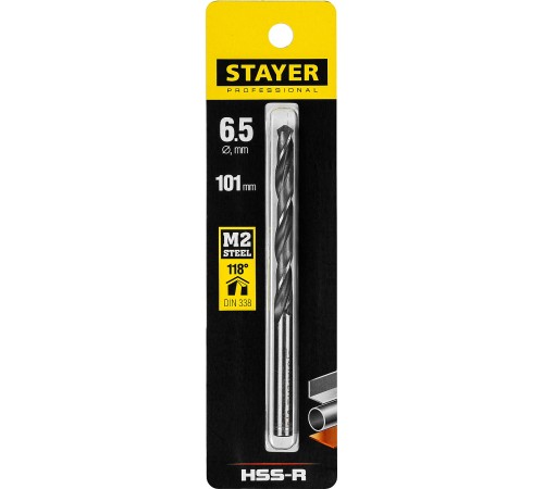 STAYER Ø 6.5 х 101 мм, сверло спиральное по металлу 29602-6.5 Professional STAYER Ø 6.5 х 101 мм, сверло спиральное по металлу 29602-6.5 Professional