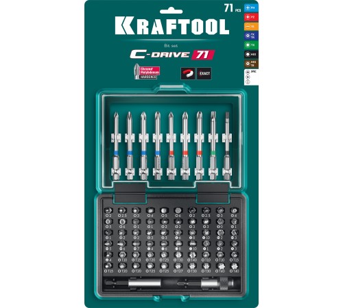 KRAFTOOL C-Drive 71, 71 шт, набор многофункциональных бит (26067-H71) KRAFTOOL C-Drive 71, 71 шт, набор многофункциональных бит (26067-H71)