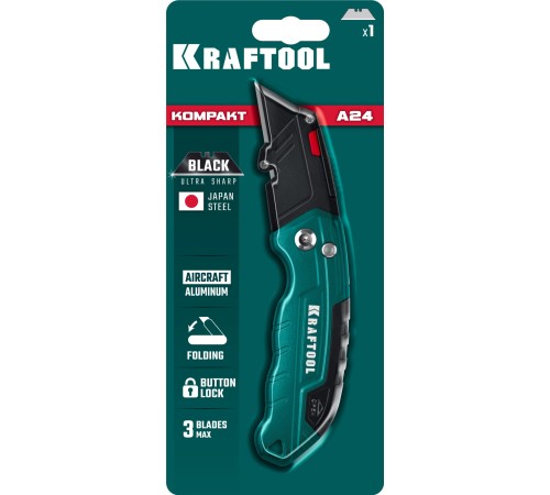 KRAFTOOL Helfer, компактный складной нож с трапециевидным лезвием, тип А24 (09242) KRAFTOOL Helfer, компактный складной нож с трапециевидным лезвием, тип А24 (09242)