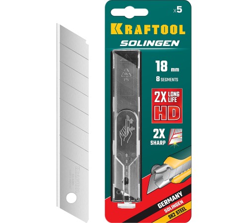 KRAFTOOL 18 мм, 5 шт, лезвия сегментированные SG-18 09605-18-S5_z02 KRAFTOOL 18 мм, 5 шт, лезвия сегментированные SG-18 09605-18-S5_z02