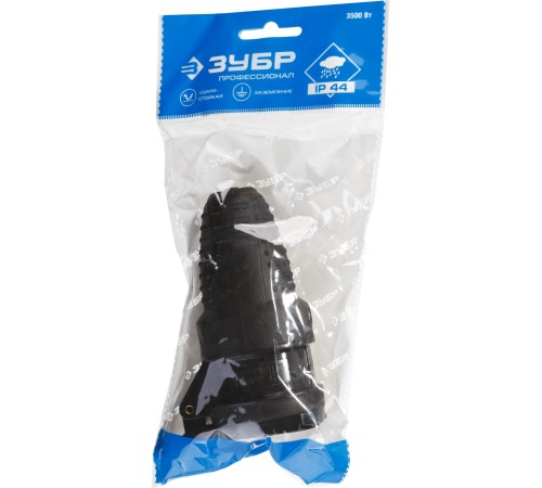 ЗУБР 16A/220 В, IP44, обрезиненная, заземление, розетка 55187-B Профессионал