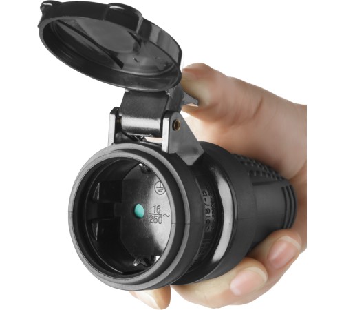 ЗУБР 16A/220 В, IP44, обрезиненная, заземление, розетка 55187-B Профессионал
