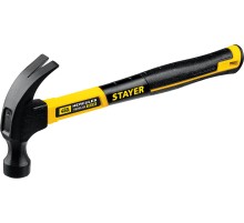 STAYER Hercules, 450 г, молоток-гвоздодёр столярный с фиберглассовой рукояткой, Professional (2026-450)