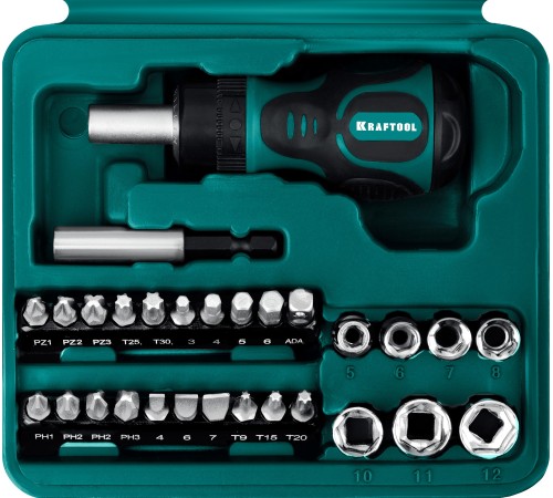 KRAFTOOL 43 шт., отвертка реверсивная 25556-H43 KRAFTOOL 43 шт., отвертка реверсивная 25556-H43