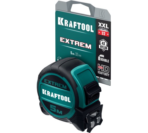 KRAFTOOL Extrem, 5 м х 32 мм, рулетка со сверх широким полотном (34127-5) KRAFTOOL Extrem, 5 м х 32 мм, рулетка со сверх широким полотном (34127-5)
