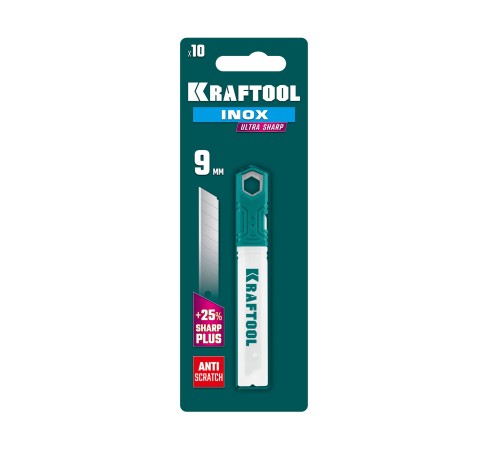 KRAFTOOL INOX 9 мм, 10 шт, нержавеющие сегментированные лезвия (09608-09-S10) KRAFTOOL INOX 9 мм, 10 шт, нержавеющие сегментированные лезвия (09608-09-S10)
