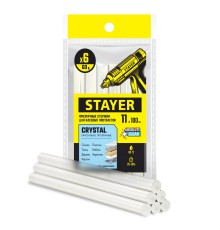 STAYER Cristal, 1 х 100 мм, 6 шт, прозрачные, универсальные клеевые стержни Professional (0682-H6) STAYER Cristal, 1 х 100 мм, 6 шт, прозрачные, универсальные клеевые стержни Professional (0682-H6)