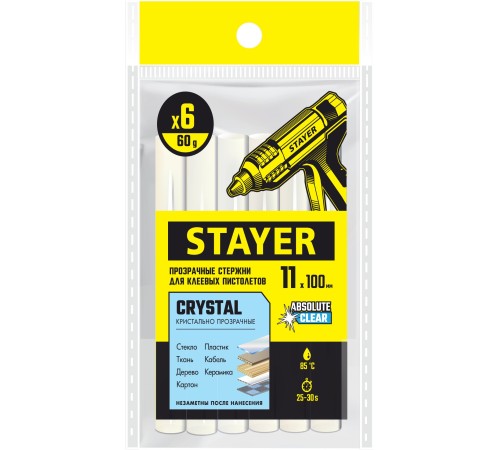 STAYER 6 шт, 11 х 100 мм, стержни клеевые для термоклеевых пистолетов 0682-H6 STAYER 6 шт, 11 х 100 мм, стержни клеевые для термоклеевых пистолетов 0682-H6