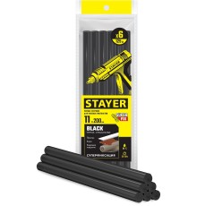 STAYER Black, чёрные, 11 х 200 мм, 6 шт, клеевые стержни, Professional (2-06821-D-S06) STAYER Black, чёрные, 11 х 200 мм, 6 шт, клеевые стержни, Professional (2-06821-D-S06)