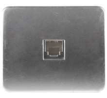 СВЕТОЗАР Гамма, телефонная, одинарная, без вставки и рамки, цвет светло-серый металлик, электрическая розетка (SV-54117-SM)