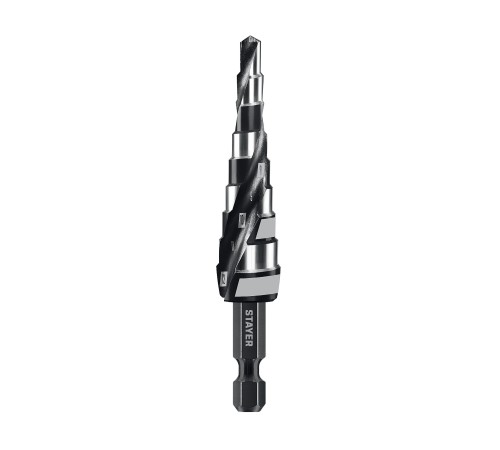 STAYER Pro-Max 4-12мм, 9 ступеней, винтовая спираль, сверло ступенчатое (29661-4-12-9) STAYER Pro-Max 4-12мм, 9 ступеней, винтовая спираль, сверло ступенчатое (29661-4-12-9)