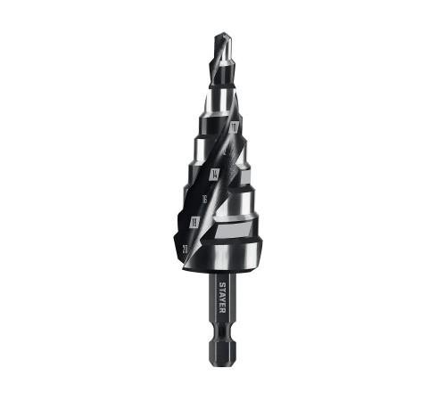 STAYER Pro-Max 4-20мм, 9 ступеней, винтовая спираль, сверло ступенчатое (29661-4-20-9) STAYER Pro-Max 4-20мм, 9 ступеней, винтовая спираль, сверло ступенчатое (29661-4-20-9)