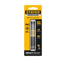 STAYER HERCULES, PH2, 100 мм, 2 шт, торсионные биты (26231-2-100-2) STAYER HERCULES, PH2, 100 мм, 2 шт, торсионные биты (26231-2-100-2)